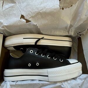 Converse Black and White Platform Low-Top Sneakers